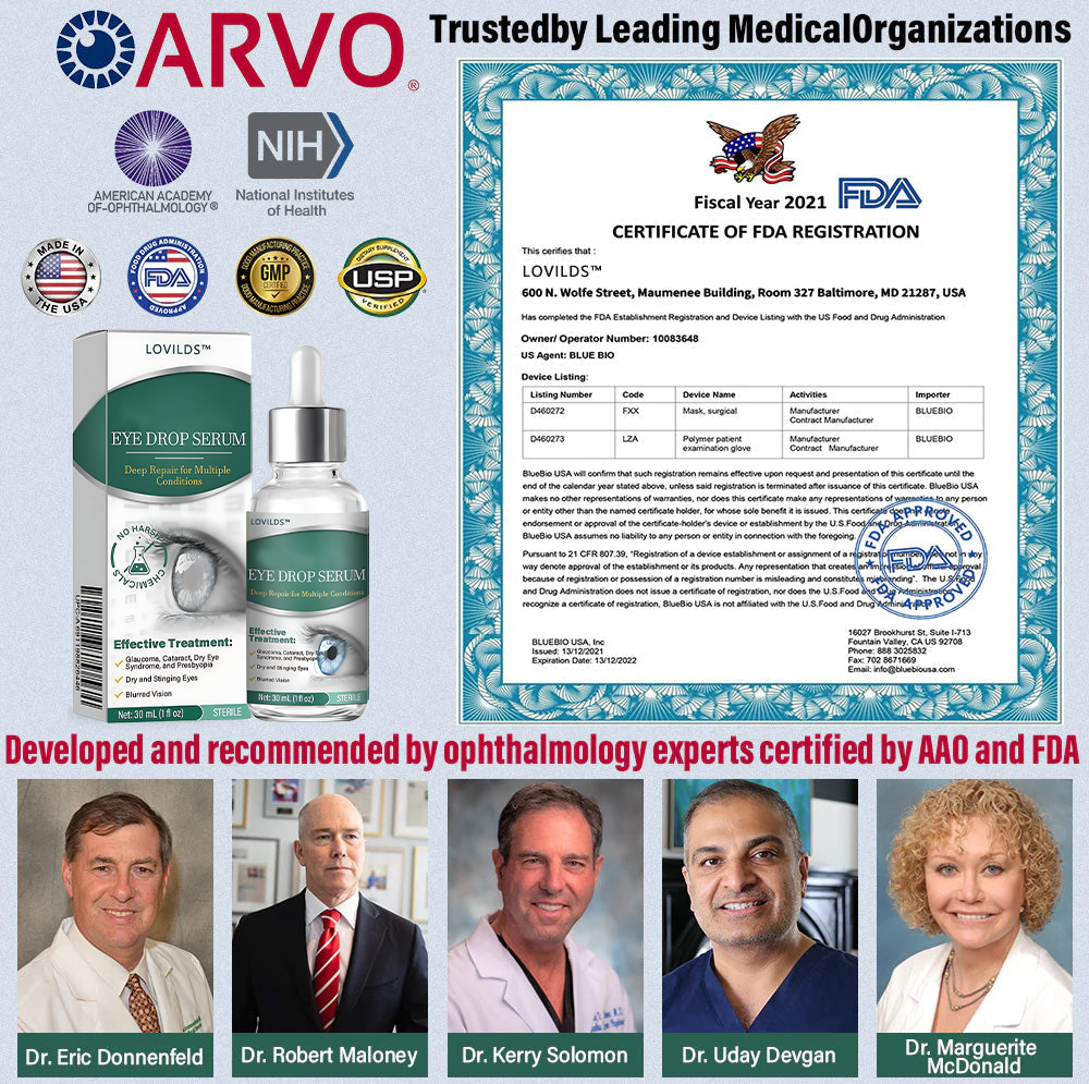 LOVILDS™ Eye Drops Serum ✅FDA Approved(Suitable for presbyopia, dry eye syndrome, glaucoma, and cataracts) 👀